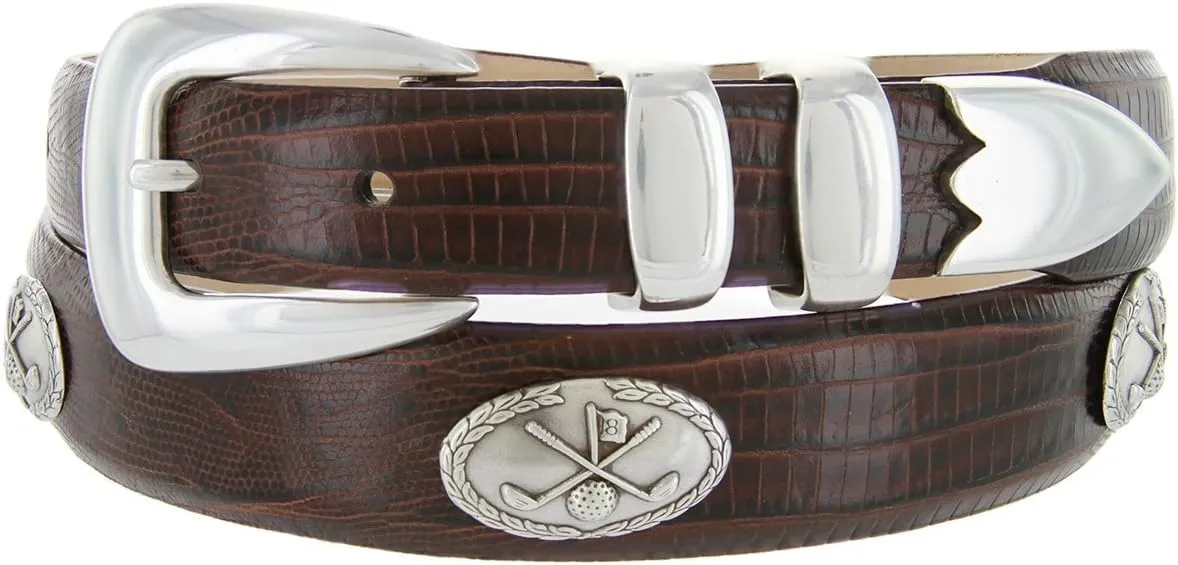 S5525_Golf of Palisades Genuine Full-Grain Cowhide Leather Designer Dress Belt, 1-1/8" taper down to 1" wide