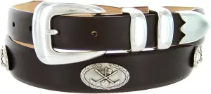 S5525_Golf of Palisades Genuine Full-Grain Cowhide Leather Designer Dress Belt, 1-1/8" taper down to 1" wide