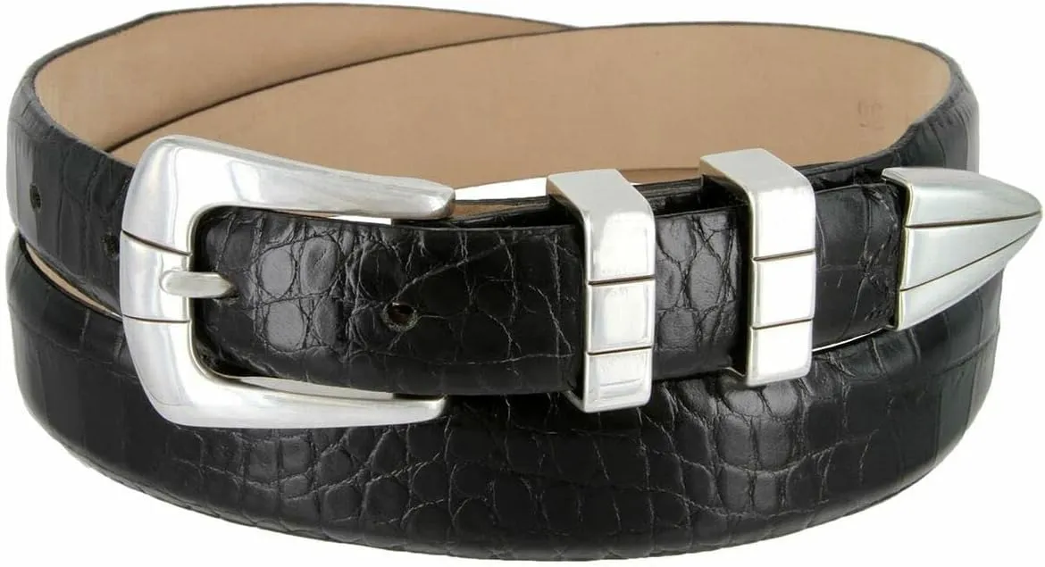 S6096 Genuine Full-Grain Cowhide Leather Designer Dress Belt 1-1/8"(30mm) taper down to 1"(25mm) wide