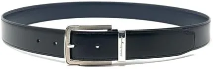 Salvatore Ferragamo Mens Black/Blue Leather Belt