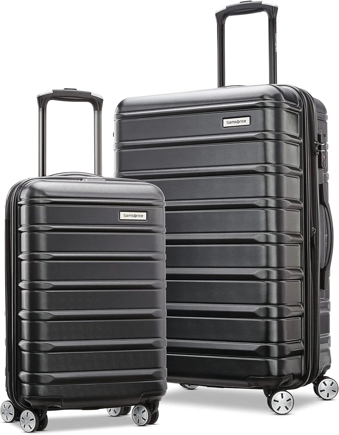 Samsonite Omni 2 Hardside Expandable Luggage with Spinner Wheels, 2-Piece Set (19/24), Midnight Black
