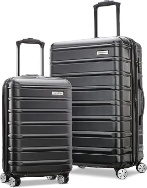 Samsonite Omni 2 Hardside Expandable Luggage with Spinner Wheels, 2-Piece Set (19/24), Midnight Black