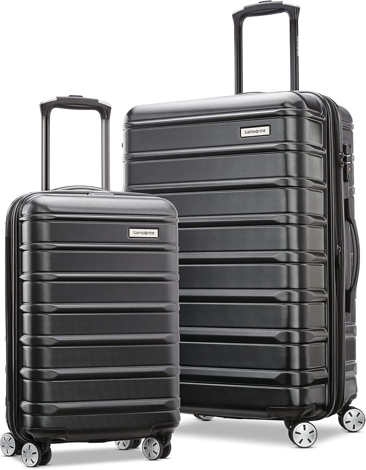 Samsonite Omni 2 Hardside Expandable Luggage with Spinner Wheels, 2-Piece Set (19/24), Midnight Black