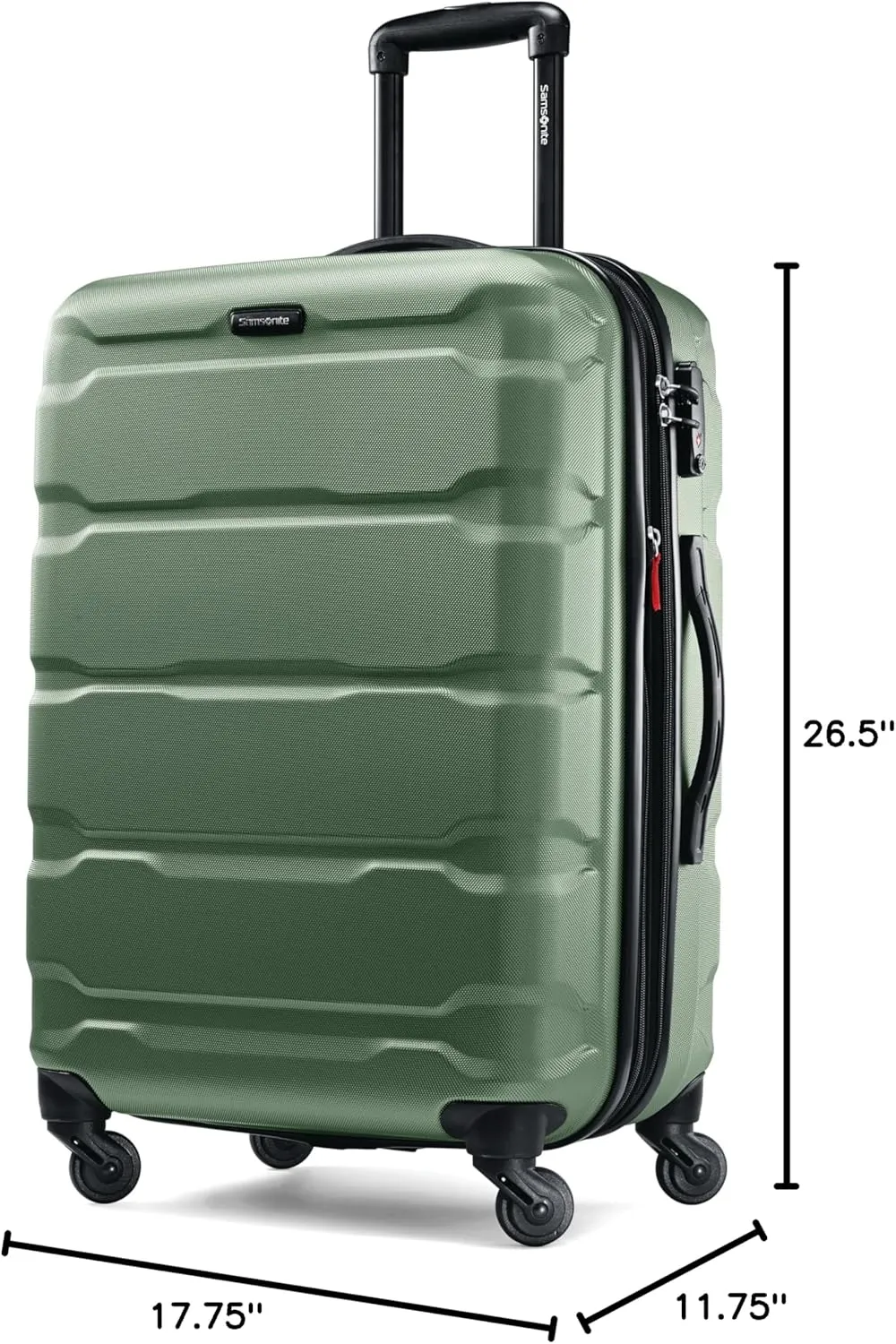 Samsonite Omni PC Hardside Expandable Luggage with Spinner Wheels, Checked 24-Inch, Army Green