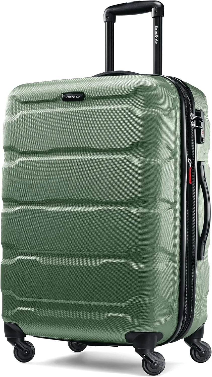 Samsonite Omni PC Hardside Expandable Luggage with Spinner Wheels, Checked 24-Inch, Army Green