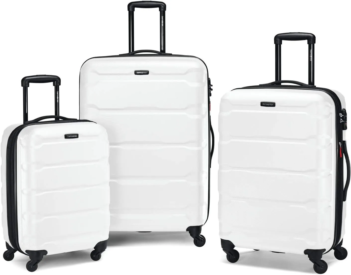 Samsonite Omni PC Hardside Expandable Luggage with Spinner Wheels, Checked-Large 28-Inch, White