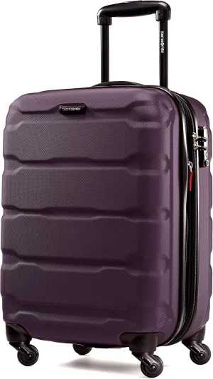Samsonite Omni PC Hardside Expandable Luggage with Spinner Wheels, Purple, Checked-Medium 24-Inch