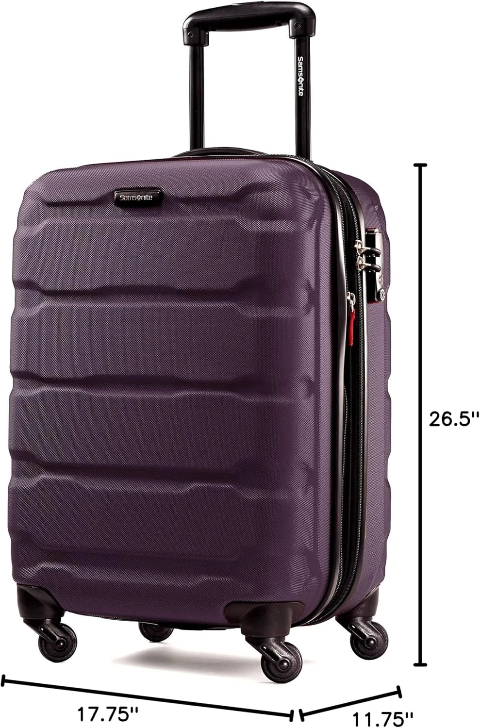 Samsonite Omni PC Hardside Expandable Luggage with Spinner Wheels, Purple, Checked-Medium 24-Inch