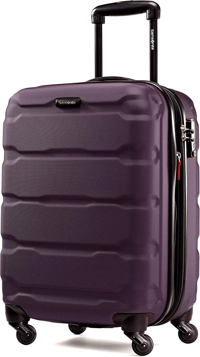 Samsonite Omni PC Hardside Expandable Luggage with Spinner Wheels, Purple, Checked-Medium 24-Inch