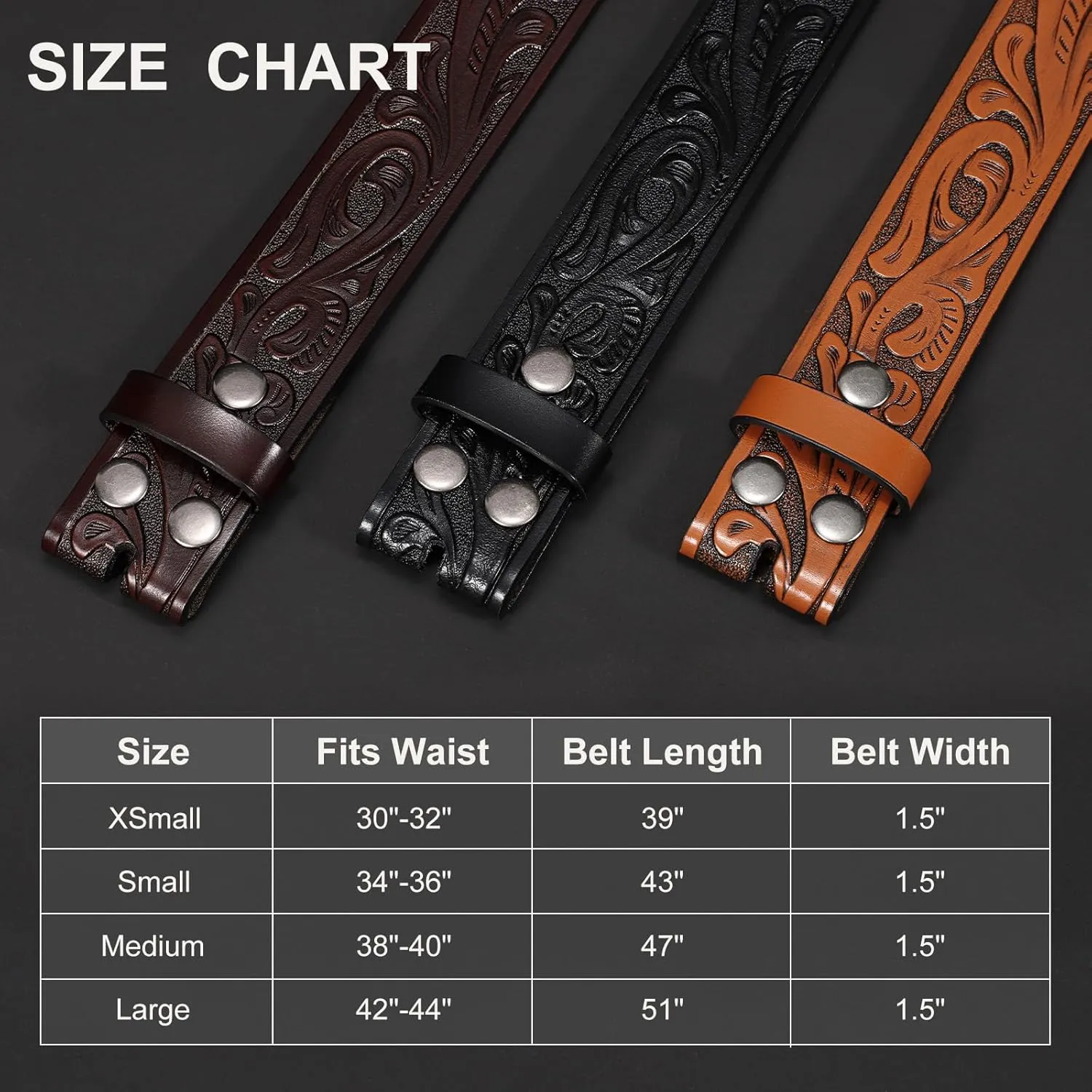 SANSTHS 3 Pack Western Belts for Men Woman without Buckle, Cowgirl Cowboy Belt for Buckle Western Leather Belt for Jeans
