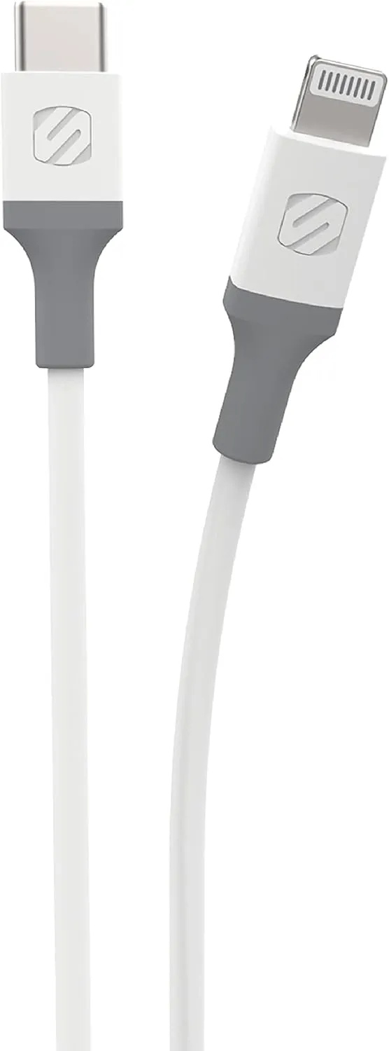 Scosche Ci44WG-SP Strikeline MFI Certified Lightning Charge & Sync Cable for All Lightning Devices 4-ft. White/Gray