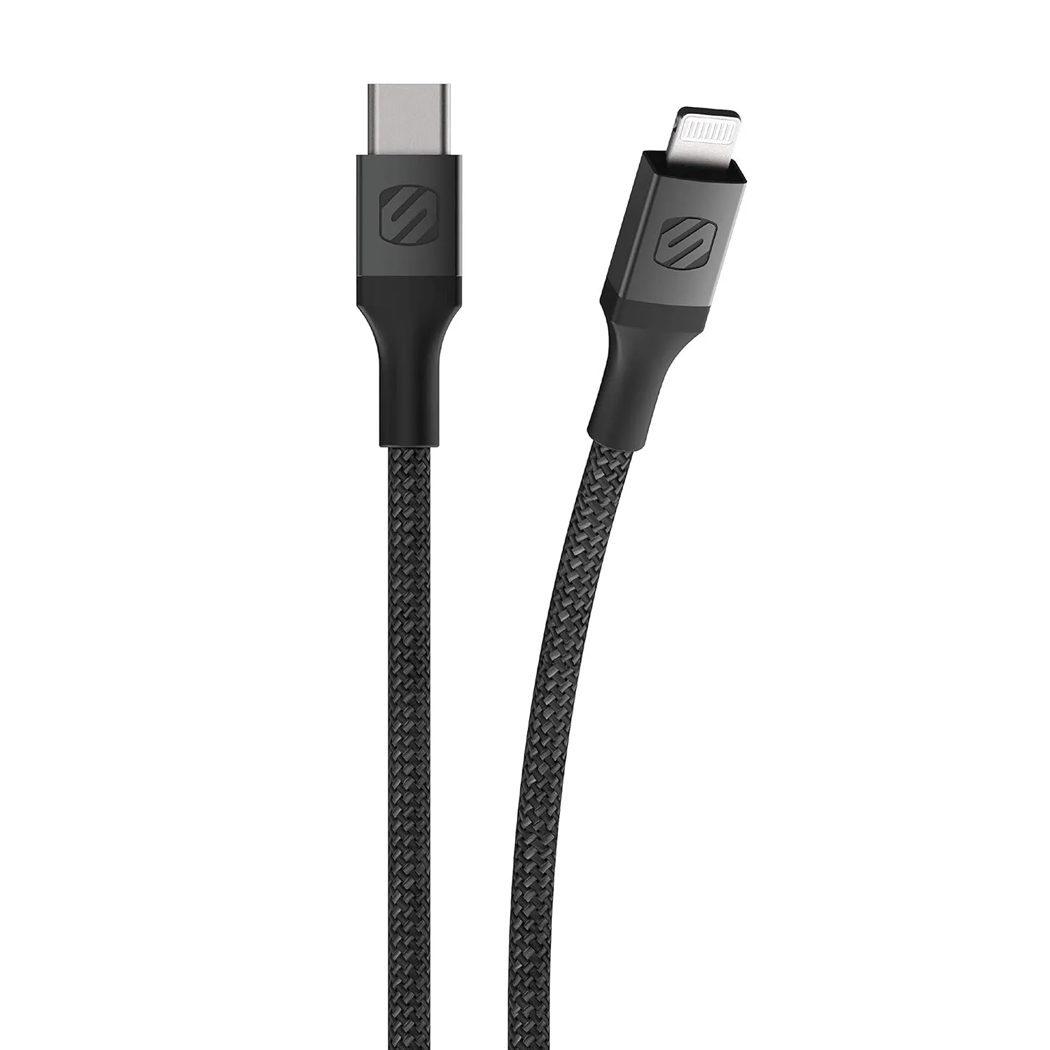 Scosche Ci4B4SG-SP MFi Certified Strikeline Sync Braided Charging Cable for Lightning and USB-C Devices, 4 Feet, Space Gray