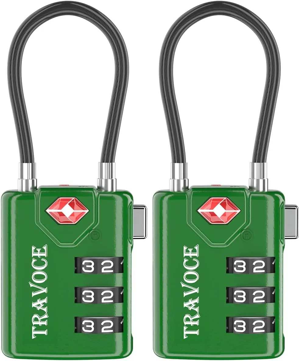 Search Alert TSA Approved Travel Combination Luggage Cable Locks for Suitcase, Gym Locker,Toolbox,Backpack 1,2,4,6 &10 pk