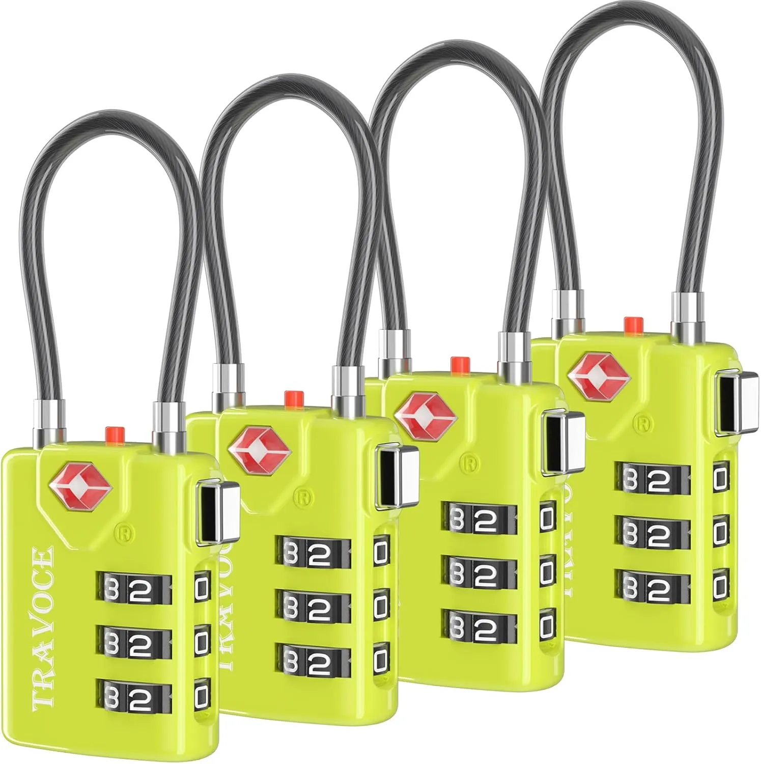 Search Alert TSA Approved Travel Combination Luggage Cable Locks for Suitcase, Gym Locker,Toolbox,Backpack 1,2,4,6 &10 pk