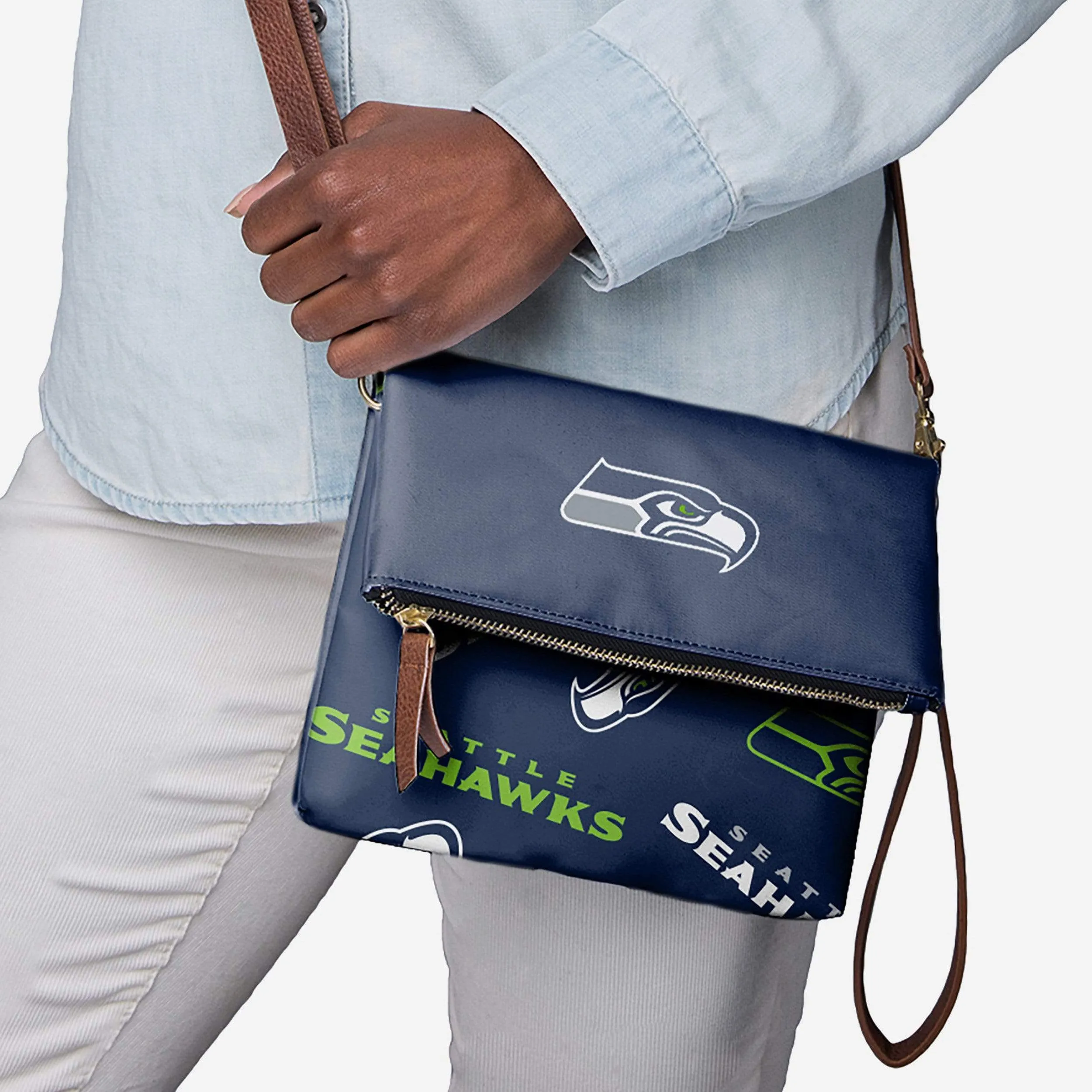 Seattle Seahawks Printed Collection Foldover Tote Bag