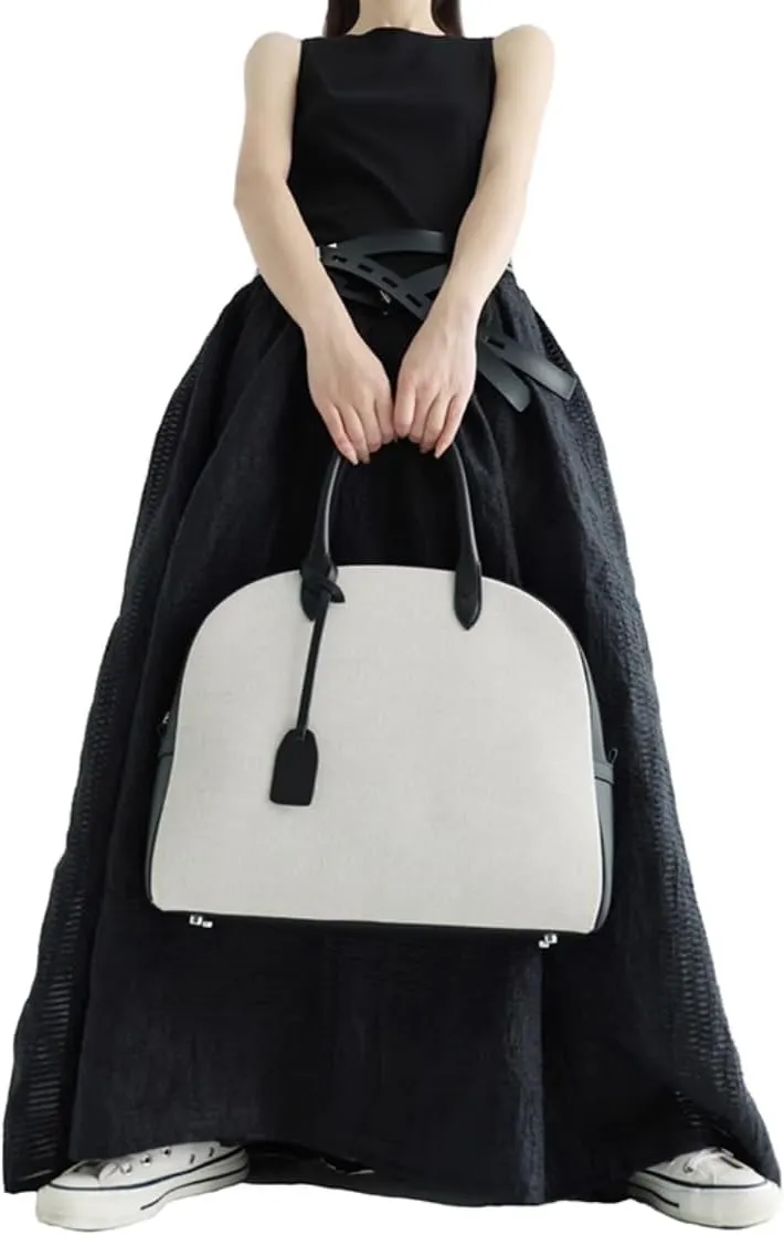 Shell Bags - Women's Cow Leather Splicing Color Large Shoulder Handbag Classic Oversaize Handbag