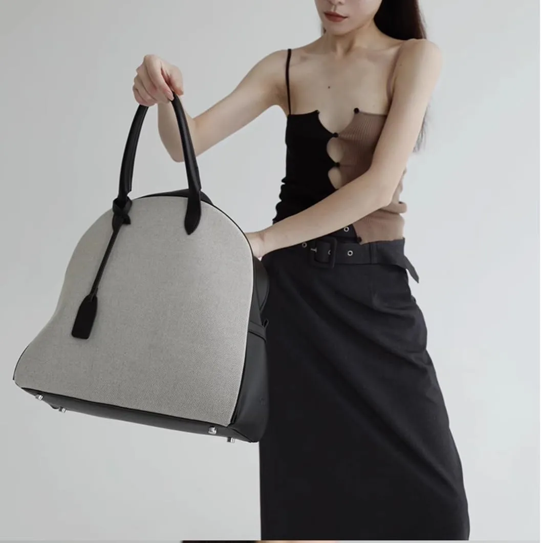 Shell Bags - Women's Cow Leather Splicing Color Large Shoulder Handbag Classic Oversaize Handbag