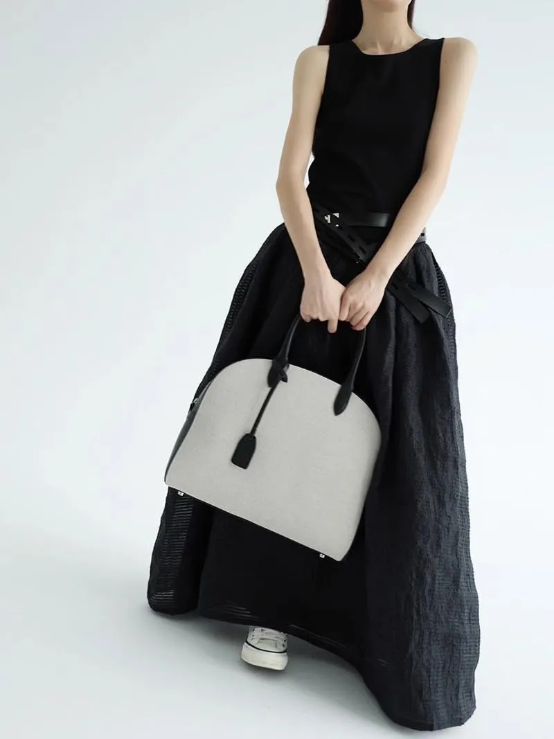 Shell Bags - Women's Cow Leather Splicing Color Large Shoulder Handbag Classic Oversaize Handbag