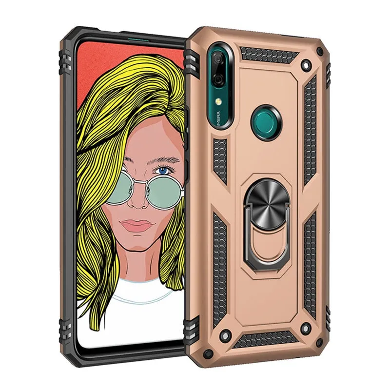 Shockproof Armor Magnet Case With 360-Degree Kickstand Ring For Huawei