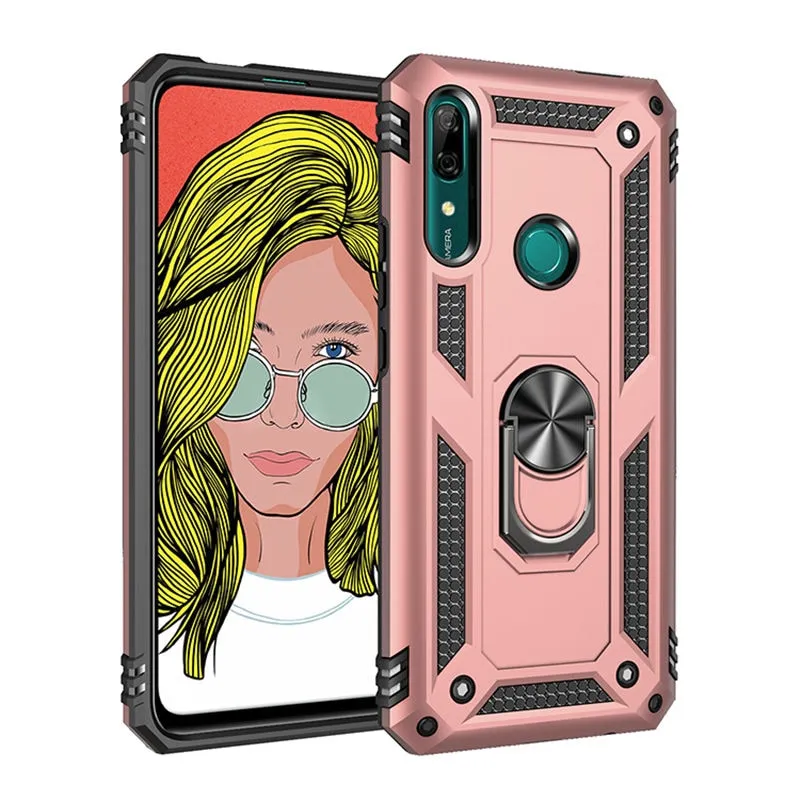Shockproof Armor Magnet Case With 360-Degree Kickstand Ring For Huawei