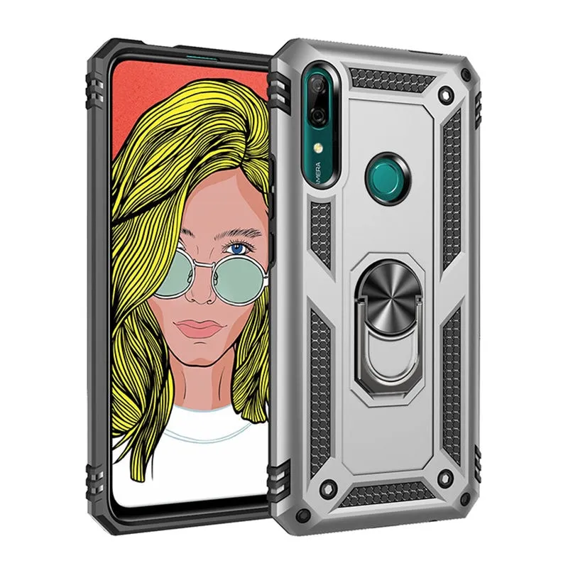 Shockproof Armor Magnet Case With 360-Degree Kickstand Ring For Huawei
