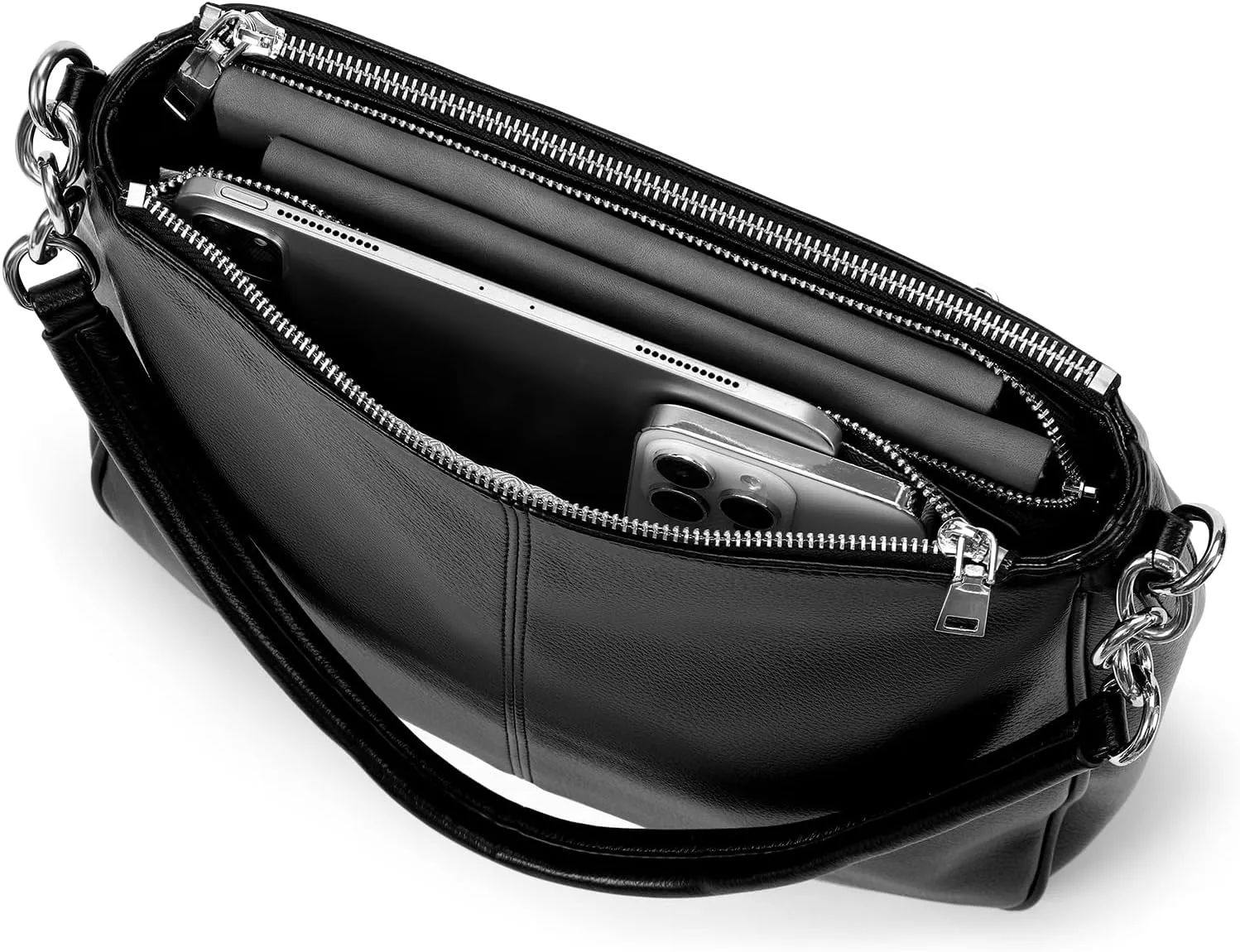 Shoulder Bag for Women, Black Toto Bags with Zipper Closure (#Black)