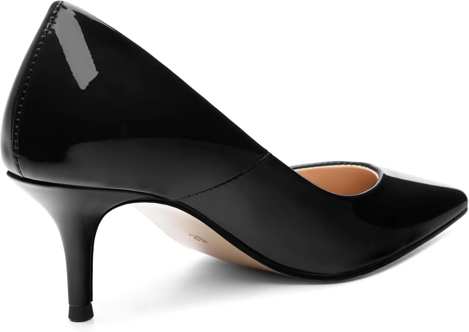 SHOWFOREST Kitten Heels for Women Closed Pointed Toe Patent Leather Low Heel 2.3 Inch Pumps Comfortable Office Party Wedding Slip on Dress Shoes