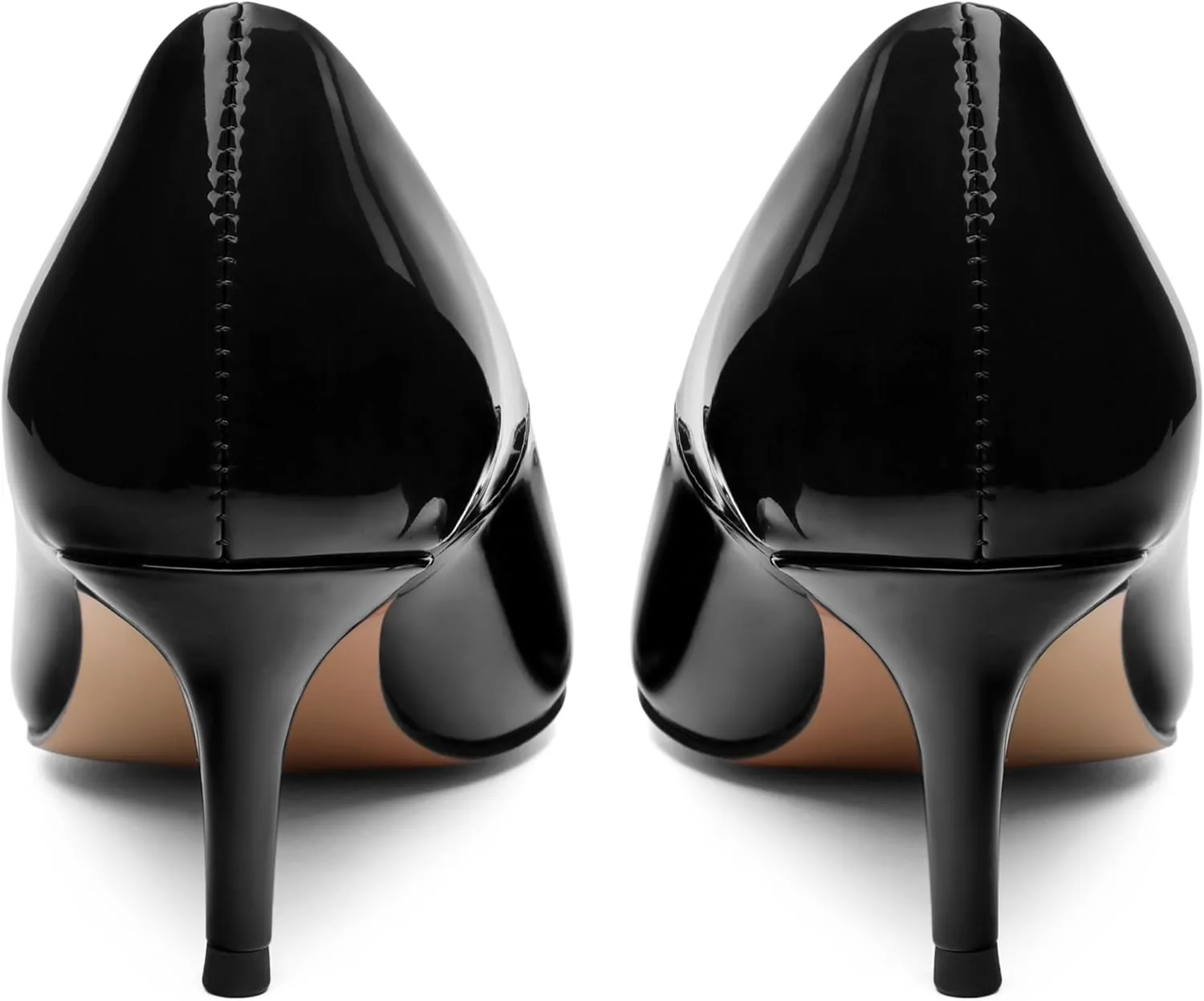 SHOWFOREST Kitten Heels for Women Closed Pointed Toe Patent Leather Low Heel 2.3 Inch Pumps Comfortable Office Party Wedding Slip on Dress Shoes
