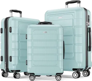 SHOWKOO Luggage Sets Expandable PC ABS Durable Suitcase Double Wheels TSA Lock Mint Green
