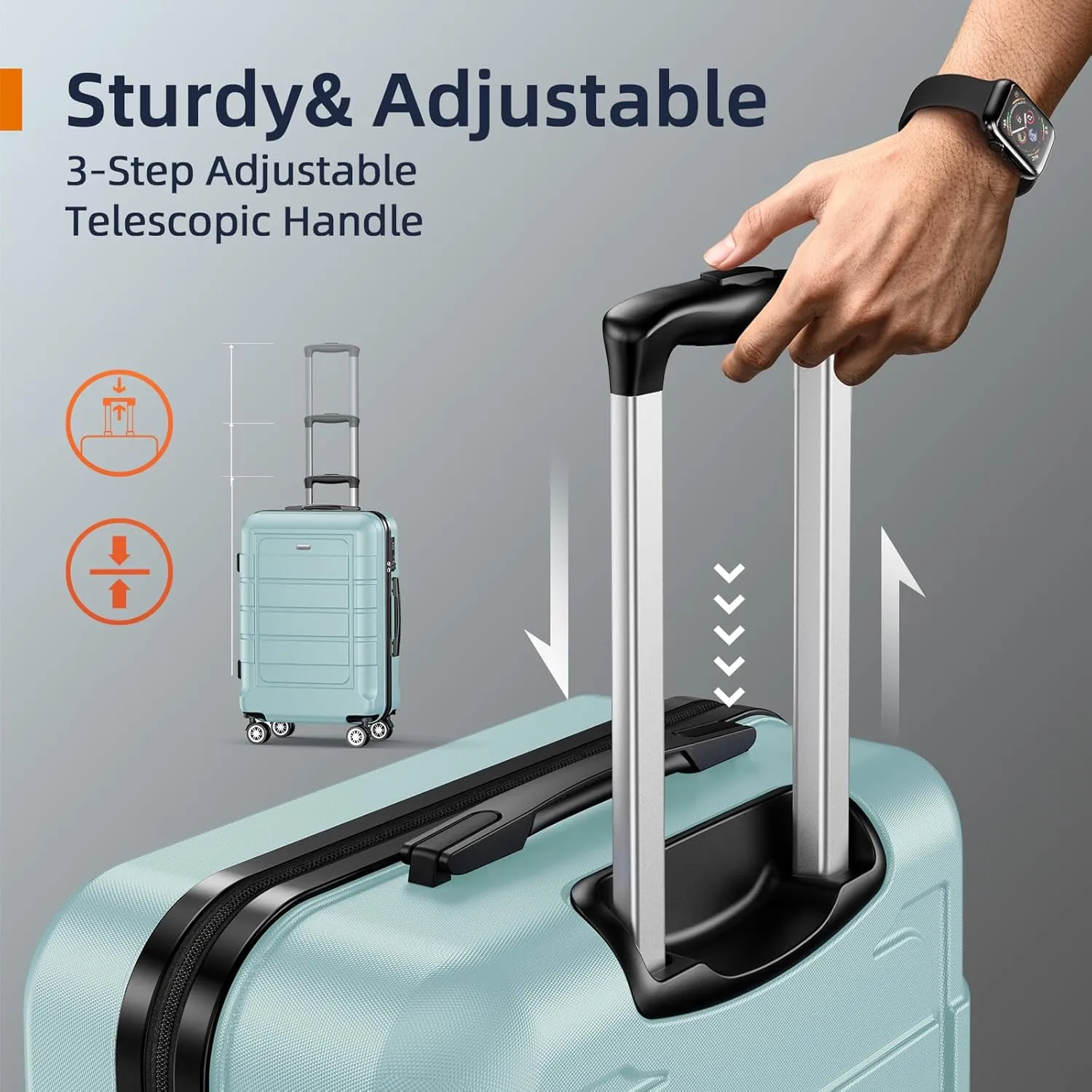 SHOWKOO Luggage Sets Expandable PC ABS Durable Suitcase Double Wheels TSA Lock Mint Green