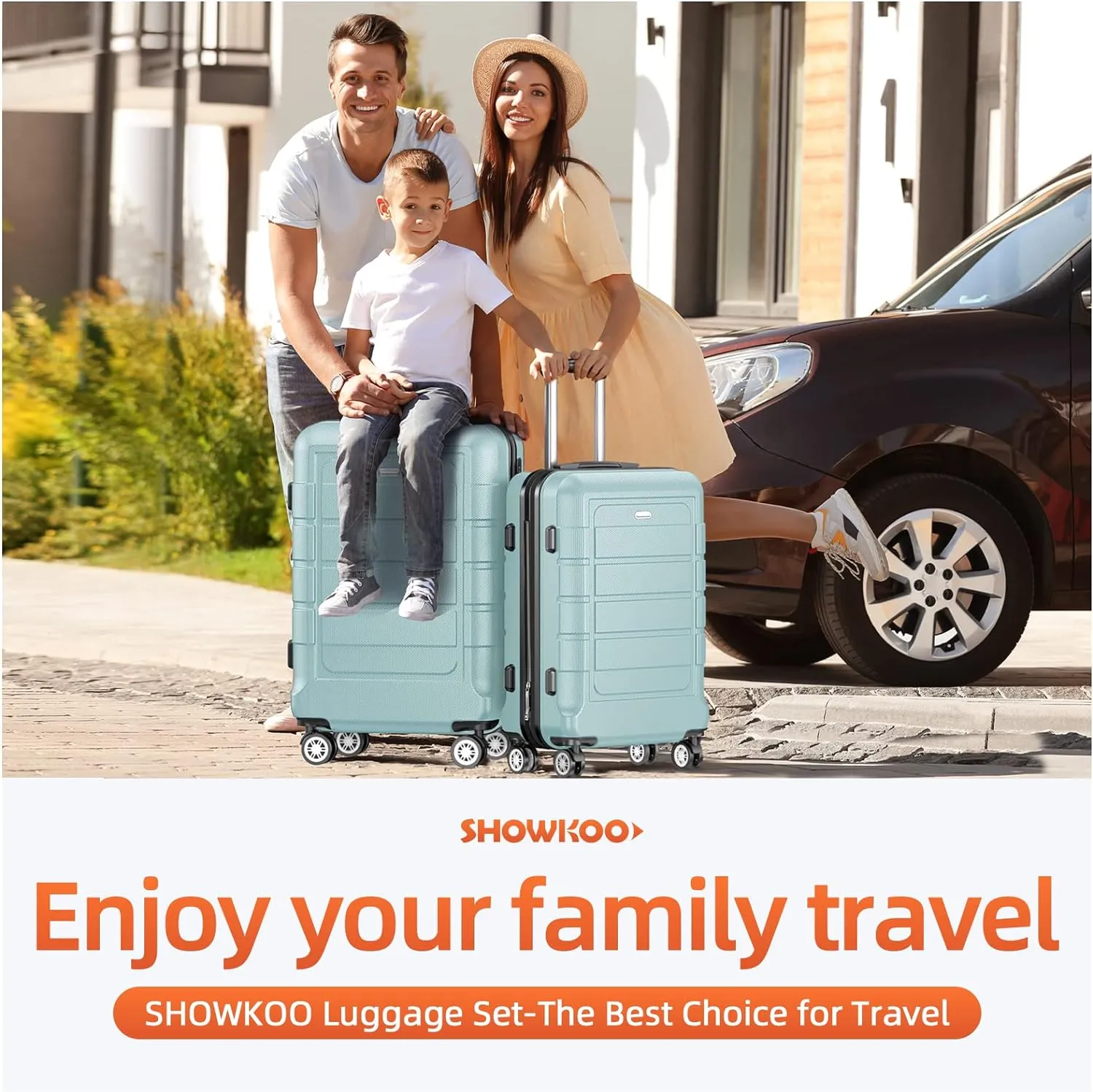 SHOWKOO Luggage Sets Expandable PC ABS Durable Suitcase Double Wheels TSA Lock Mint Green