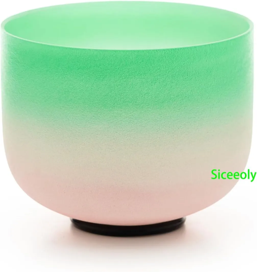 Singing Bowls 7-12 inch 432HZ Light Color Frosted Chakra Handmade Quartz Crystal Sound Healing Meditation Yoga with 2 Travel Carry Cases Bags 2 Mallets Suede 2 Strikers 7 O-rings