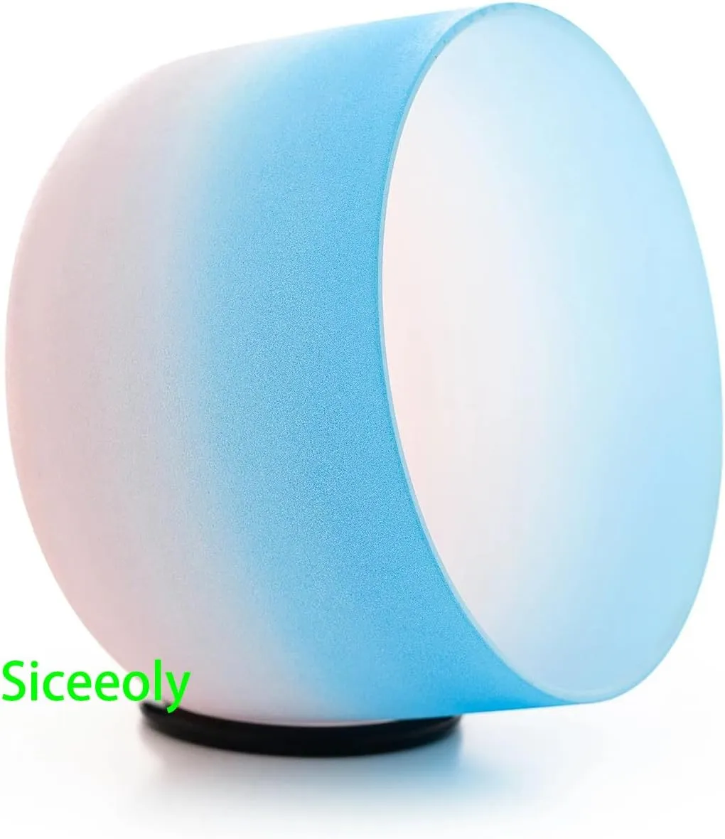 Singing Bowls 7-12 inch 432HZ Light Color Frosted Chakra Handmade Quartz Crystal Sound Healing Meditation Yoga with 2 Travel Carry Cases Bags 2 Mallets Suede 2 Strikers 7 O-rings