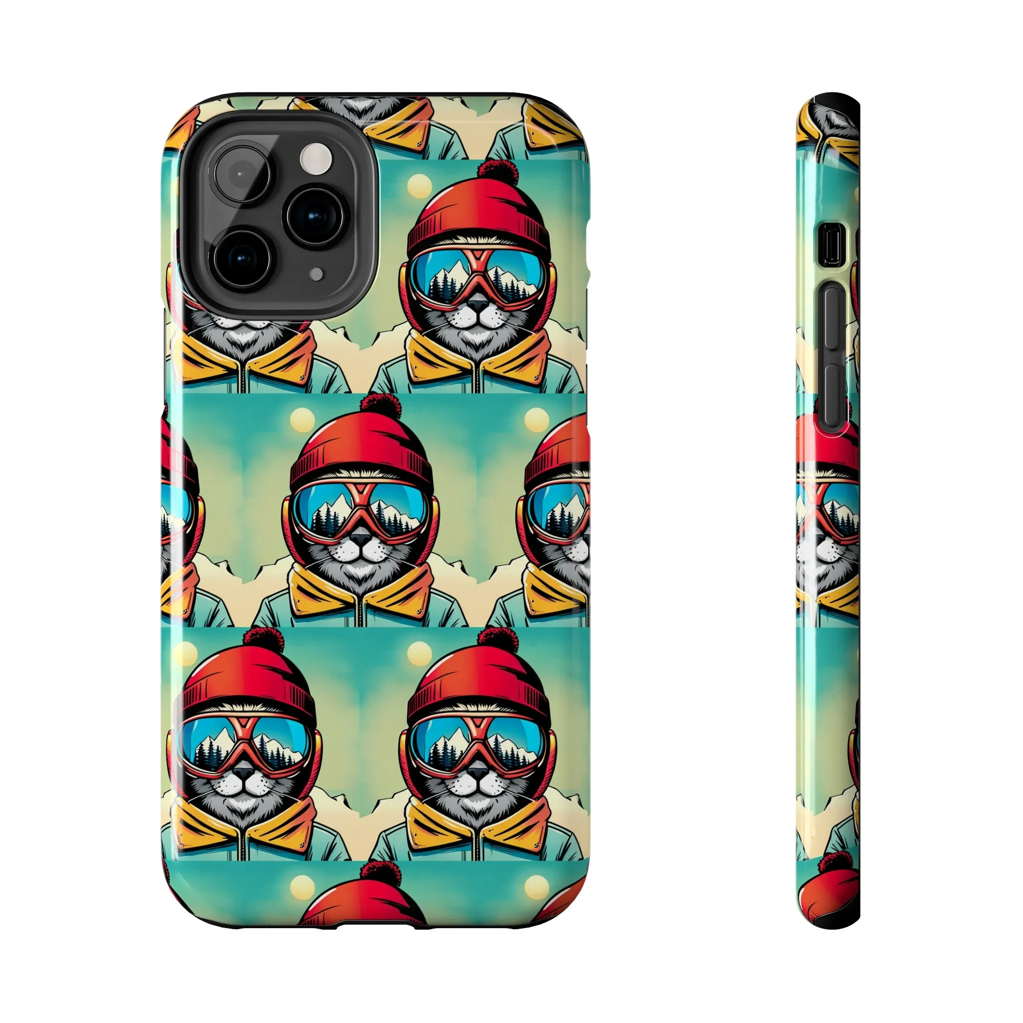 Skiing Cat - Tough Phone Case, Case-Mate