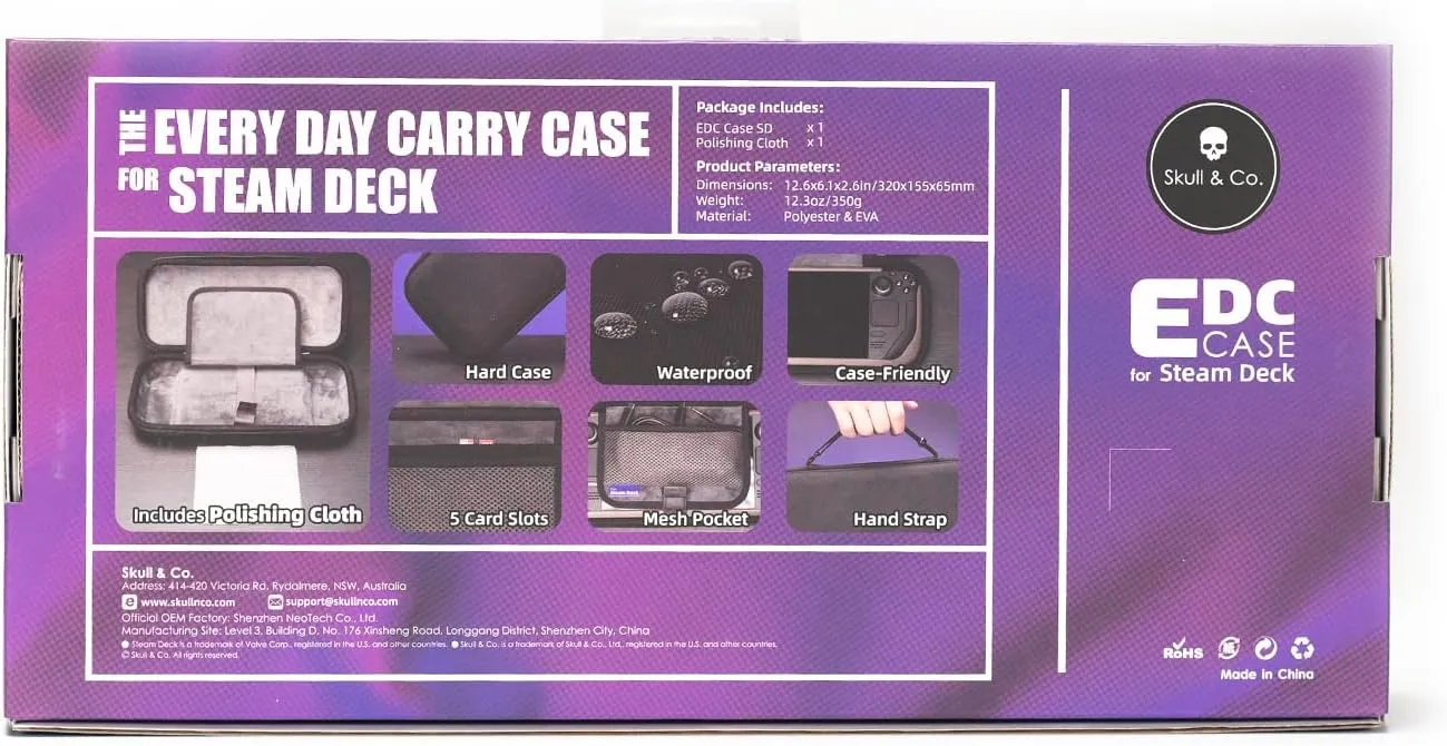 Skull & Co. EDC Case: Slim Carrying Case for Steam Deck- Black