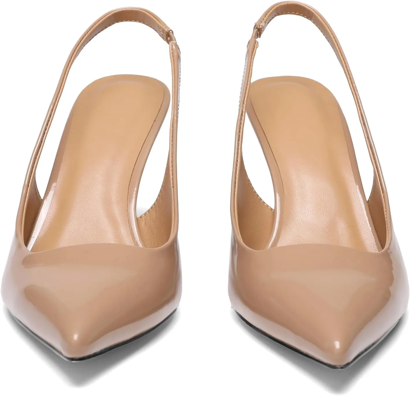 Slingback Heels for Women Patent Leather Stiletto Heel Pumps Pointed Toe Slip On Dress Shoes