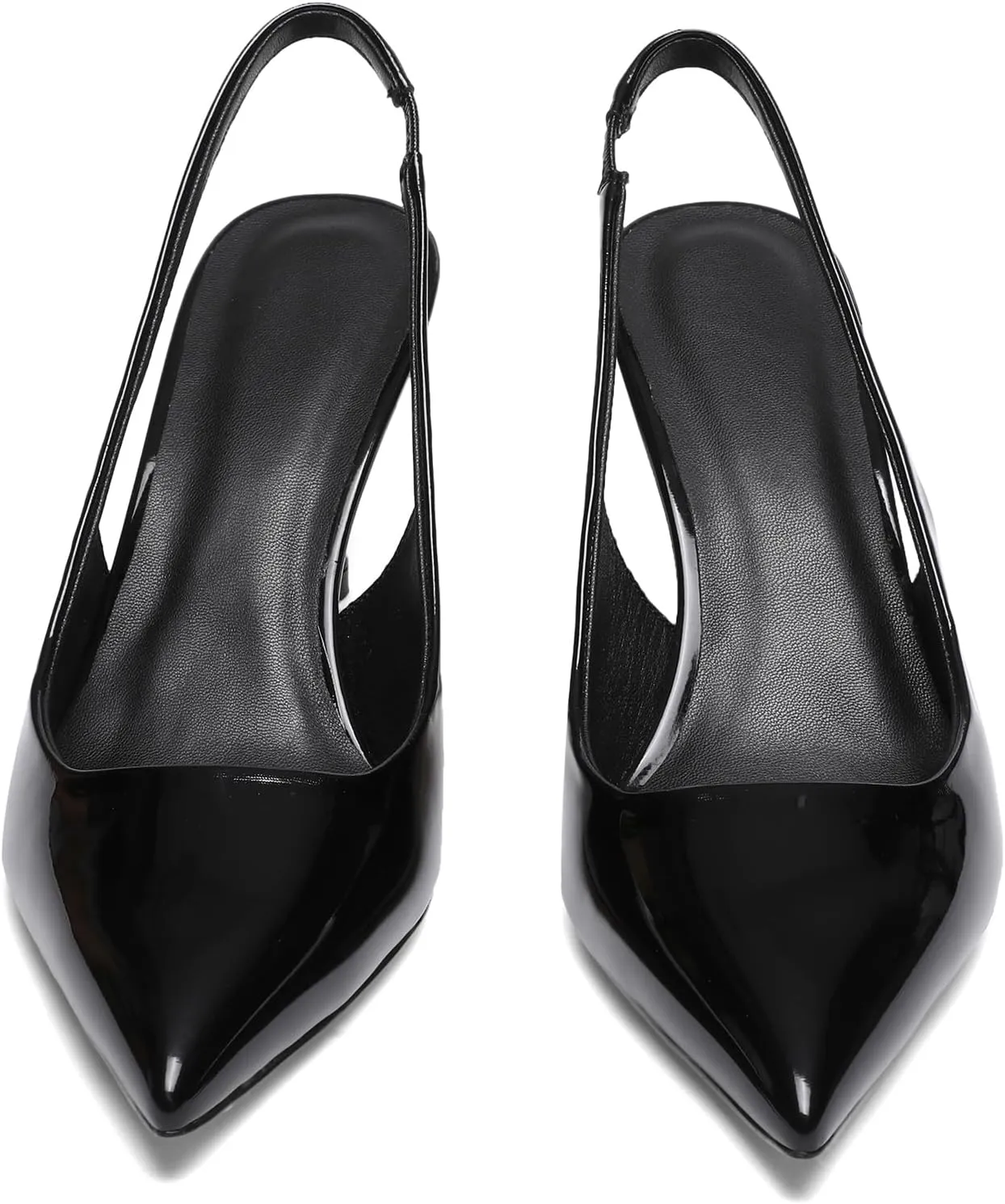 Slingback Heels for Women Patent Leather Stiletto Heel Pumps Pointed Toe Slip On Dress Shoes