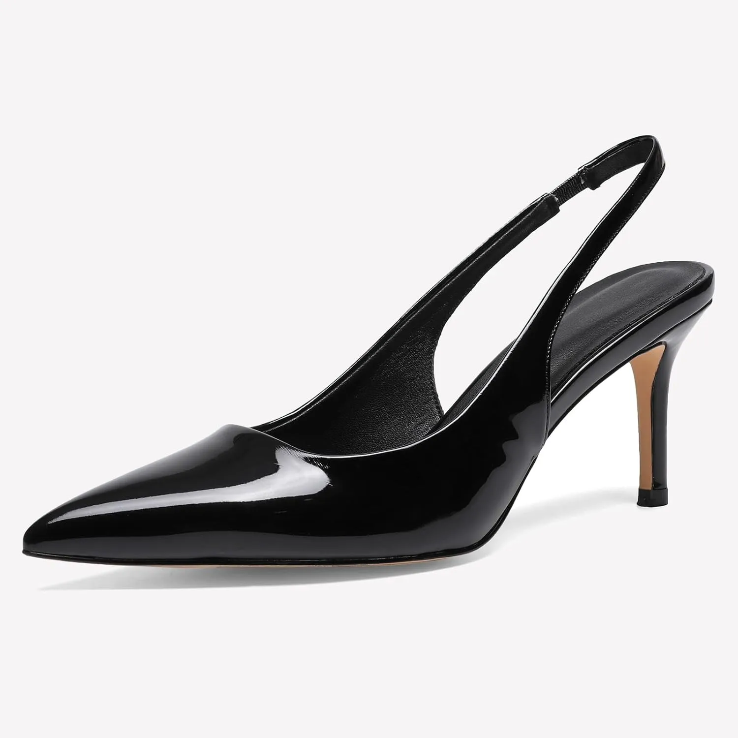 Slingback Heels for Women Patent Leather Stiletto Heel Pumps Pointed Toe Slip On Dress Shoes