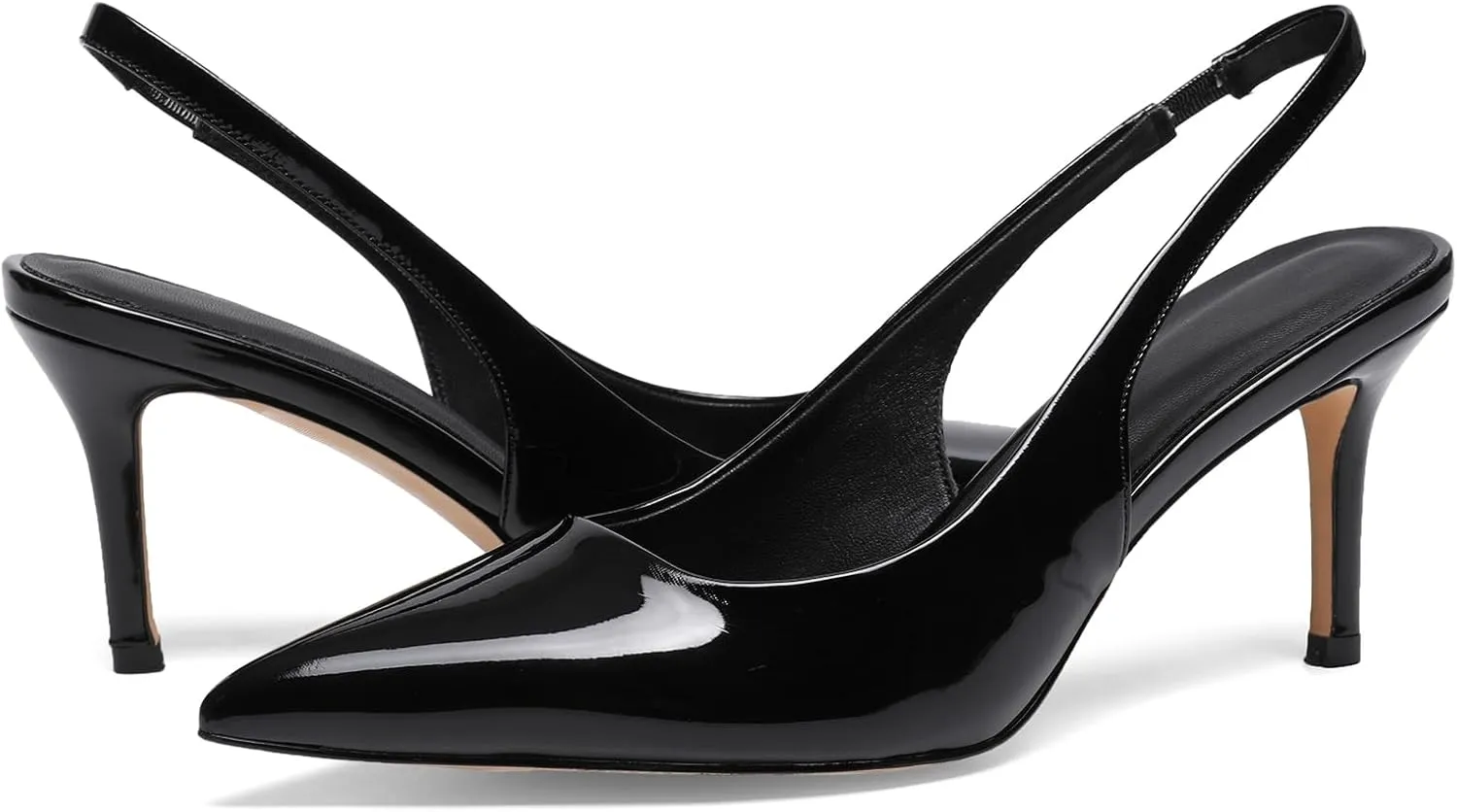 Slingback Heels for Women Patent Leather Stiletto Heel Pumps Pointed Toe Slip On Dress Shoes