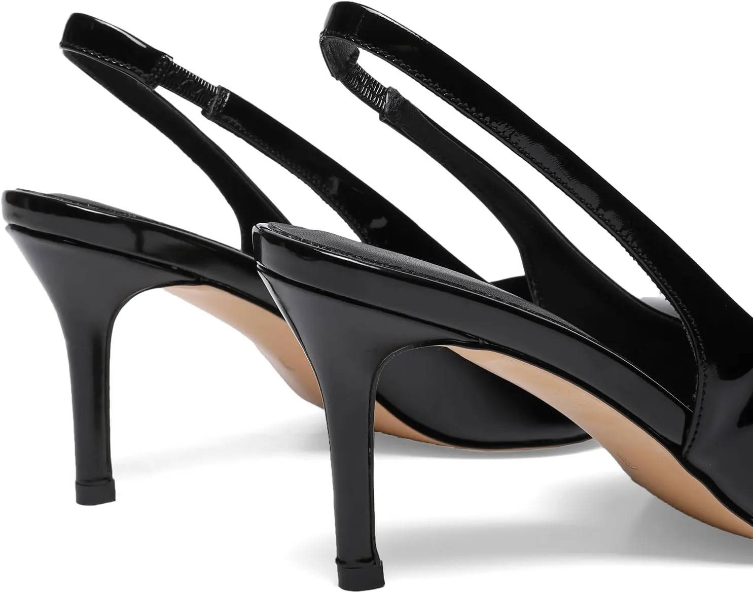 Slingback Heels for Women Patent Leather Stiletto Heel Pumps Pointed Toe Slip On Dress Shoes