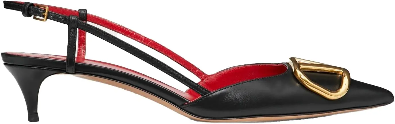 Slingback Kitten Heels for Women Patent Leather Pumps Pointed Toe Low Heeled Sandals Slip on Heels for Prom, Wedding, Party