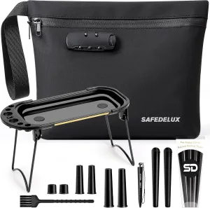 Smell Proof Bag with Combination Lock,11.5'' x 8.6'' Odor Proof Container Carbon Lining Smoking Tobacco Pipe Pouch, Odorless Durable Travel Organizer Cases (Pu Combo Bag)