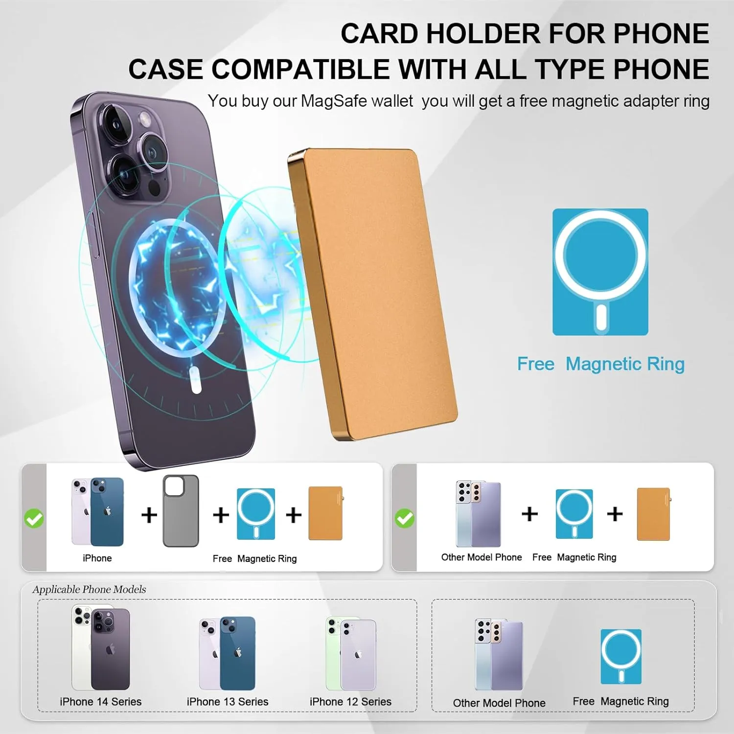 SMRA Magnetic Wallet, Metal, Unisex, 0.3 Inches Thick, 32 Magnetic Strips, Anti-Theft, Anti-Scanning, One-Click Pop Up, Compatible with iPhone and Samsung, 24 Months Warranty
