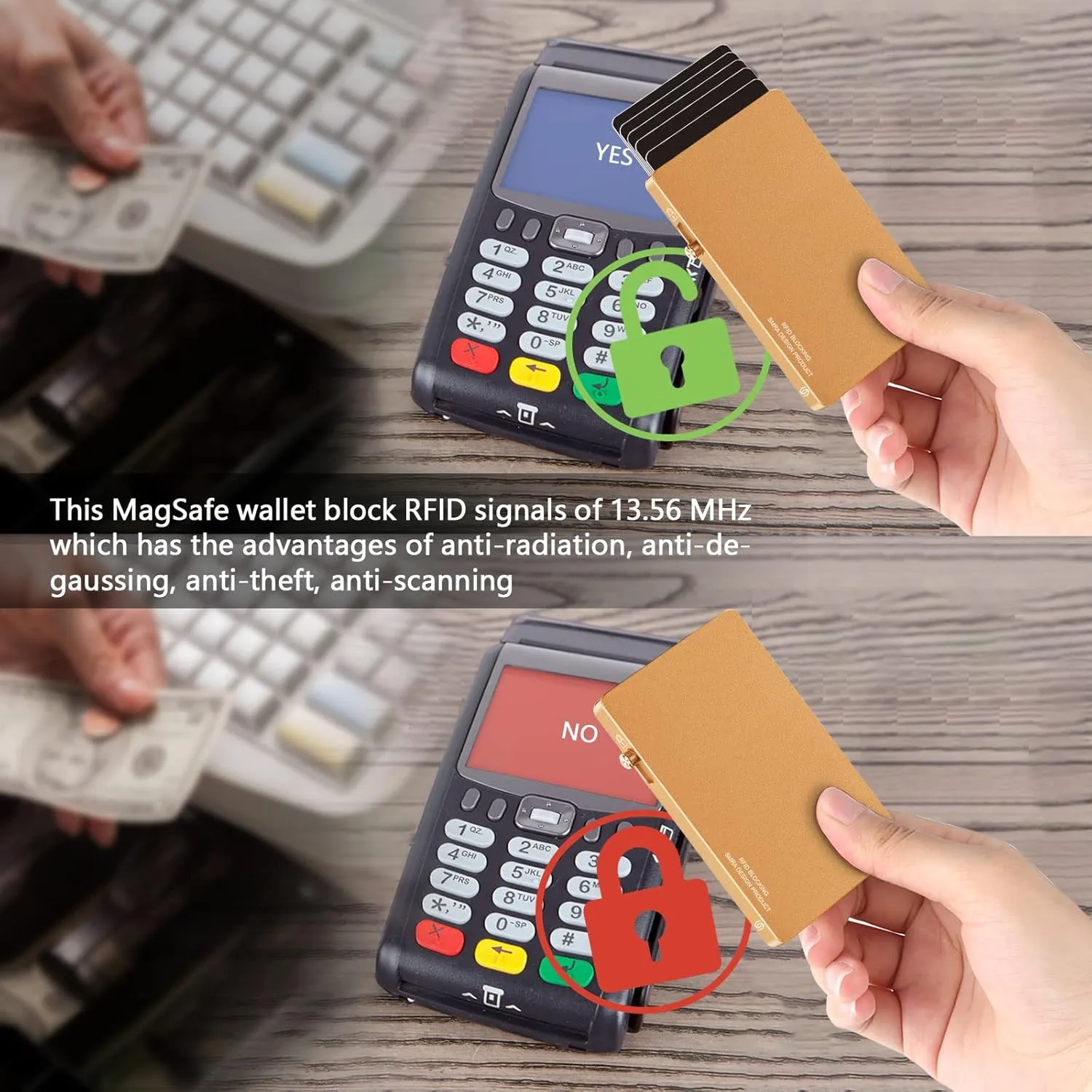 SMRA Magnetic Wallet, Metal, Unisex, 0.3 Inches Thick, 32 Magnetic Strips, Anti-Theft, Anti-Scanning, One-Click Pop Up, Compatible with iPhone and Samsung, 24 Months Warranty