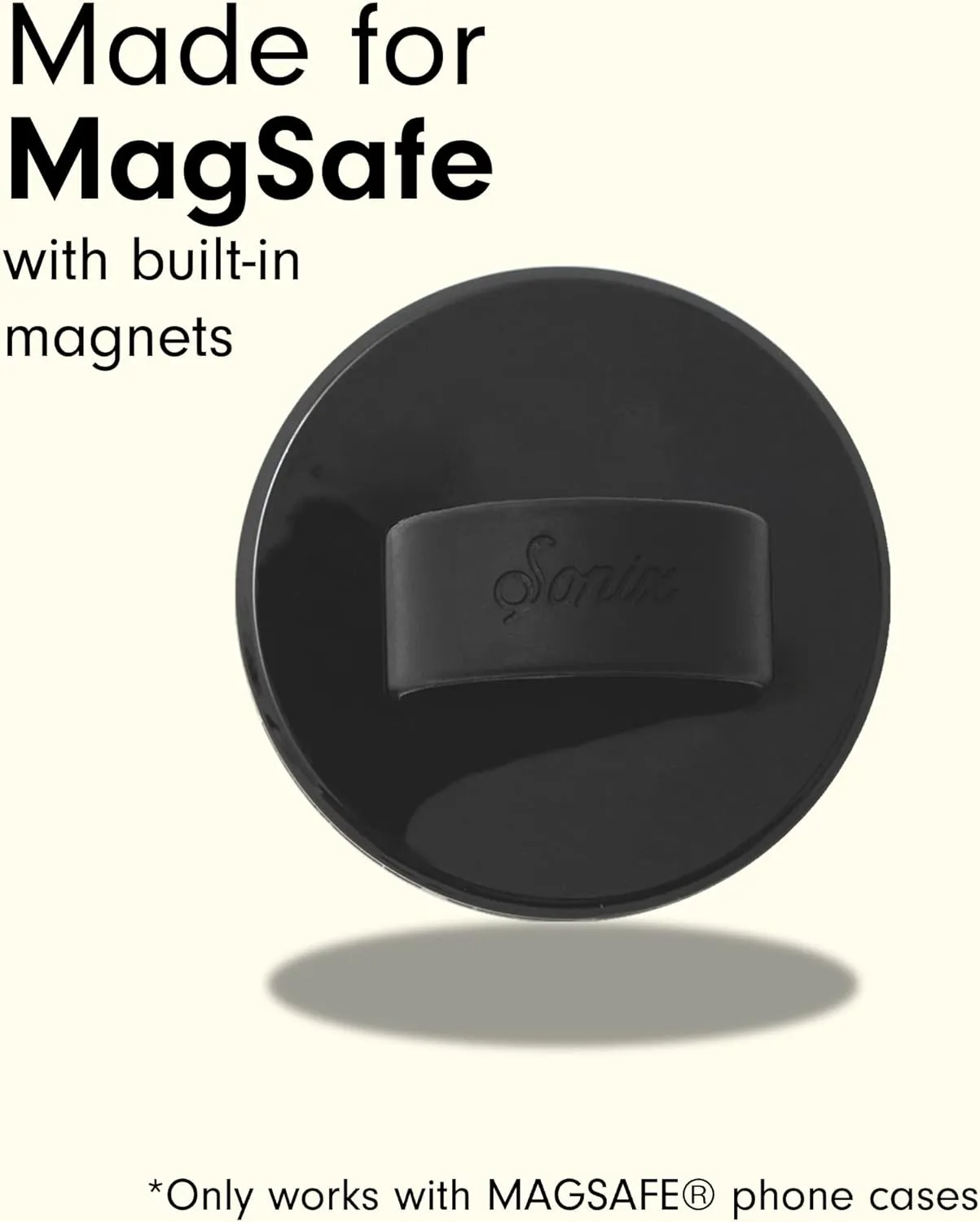 Sonix Magnetic Phone Grip, MagSafe Silicone Ring Loop Grip - Detachable Holder for Hand, Soft MagSafe Grip | Matte Black