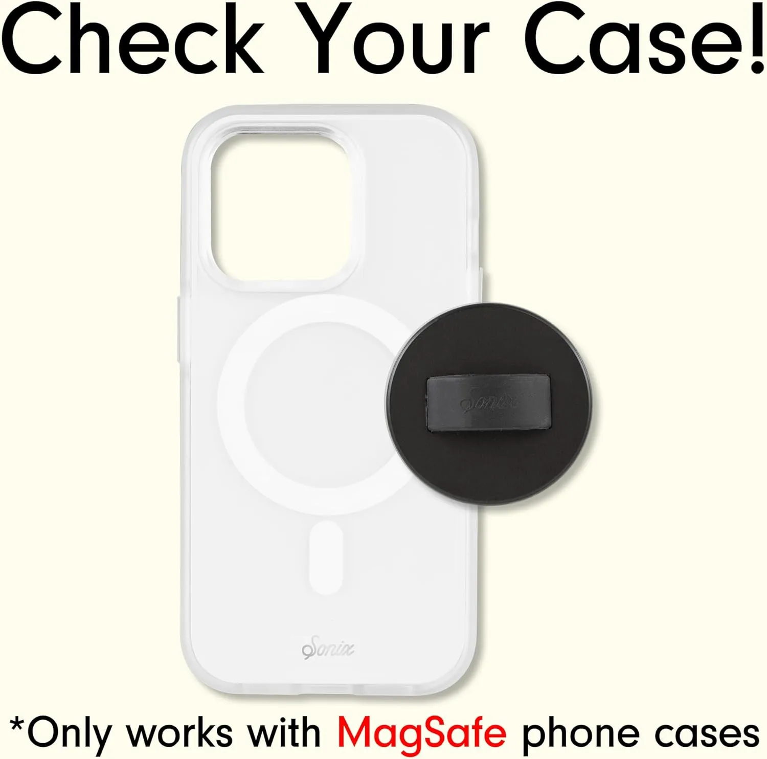 Sonix Magnetic Phone Grip, MagSafe Silicone Ring Loop Grip - Detachable Holder for Hand, Soft MagSafe Grip | Matte Black