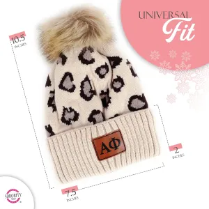 Sorority Shop Sigma Alpha Iota Beanie Hat with Pompom, with Sigma Alpha Iota Sorority Name Patch Red