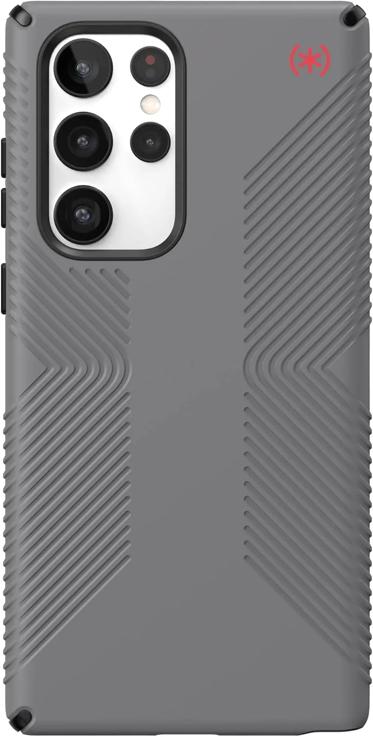 Speck Black Samsung Galaxy S22 Ultra Case - Drop Protection, Extra Grip, Scratch Resistant & Shock-Absorbent Case for Galaxy S22 Ultra - Slim, Grip Case - Graphite Grey, Black, Bold Red Presidio2