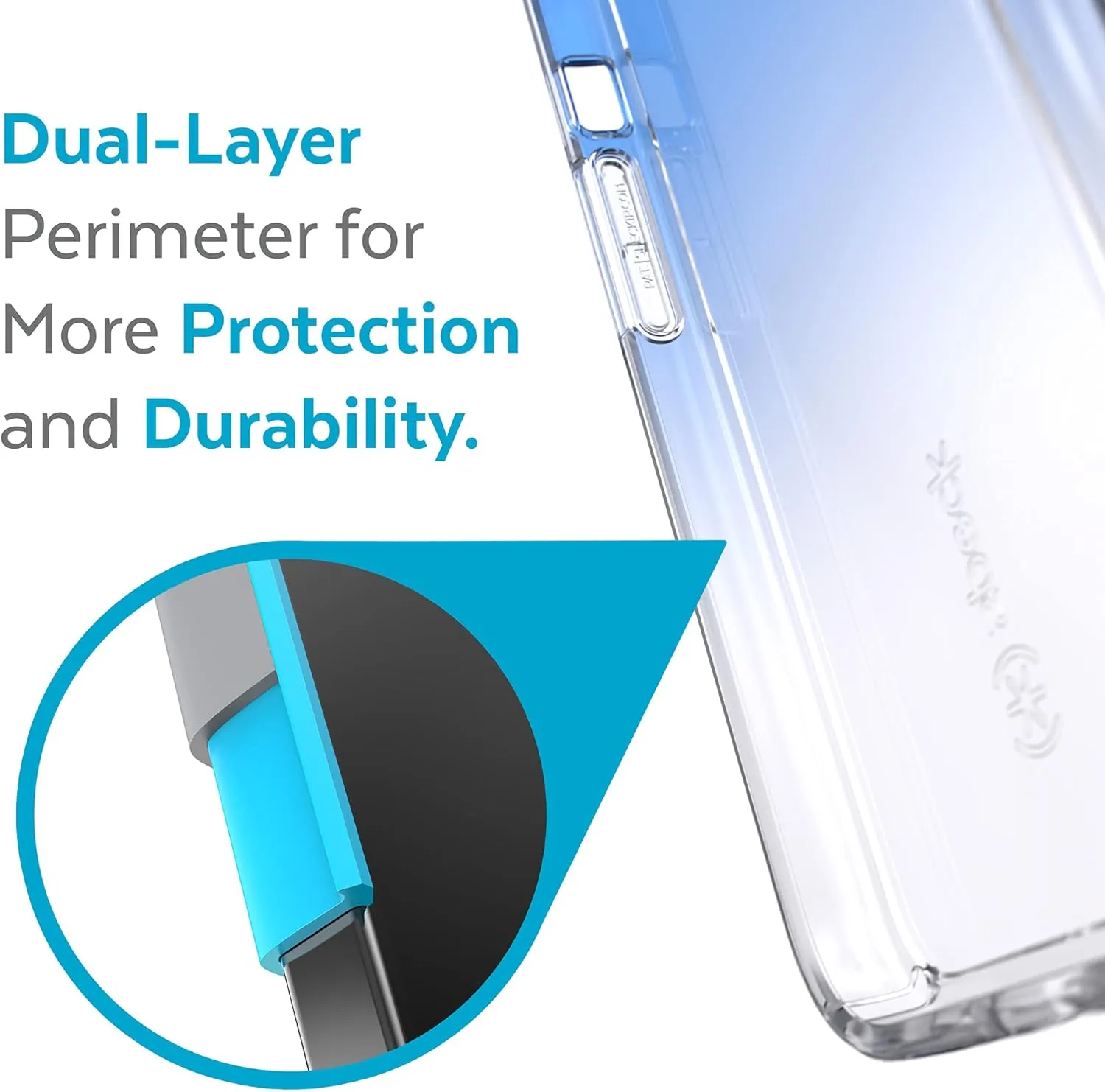 Speck Clear iPhone 13 Pro Max Case - Slim, Drop Protection - for iPhone 13 Pro Max & iPhone 12 Pro Max - Scratch Resistant, Anti-Yellowing, Anti-Fade 6.7 Inch Phone Case - GemShell Kyanite Blue/Clear