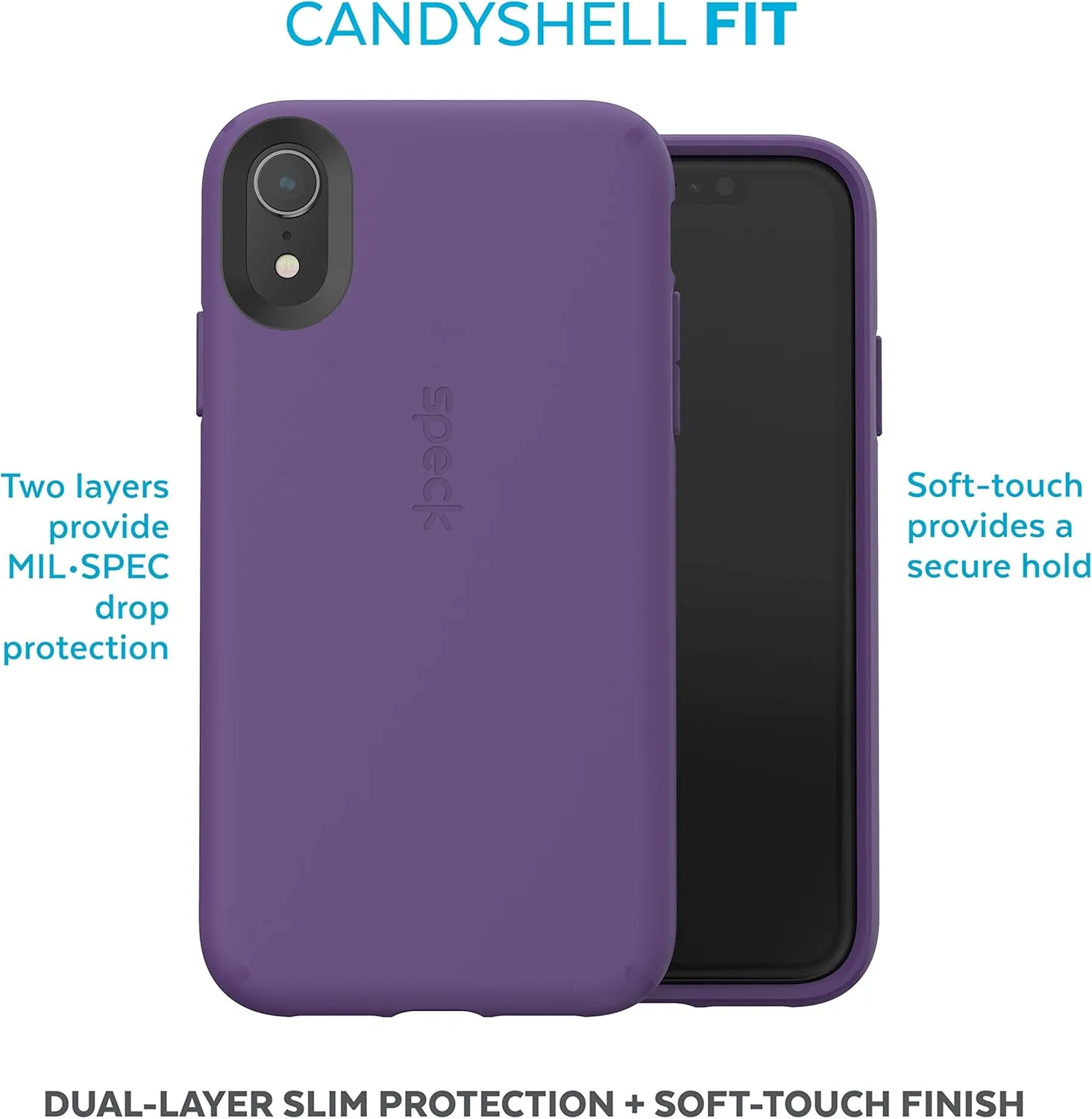 Speck Products CandyShell Fit iPhone XR Case, Pennant Purple/Pennant Purple